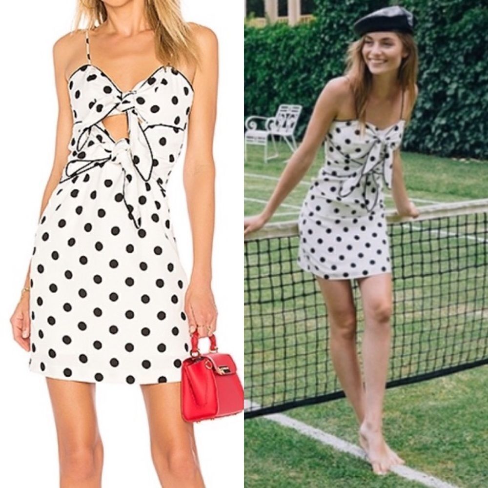 NWT BARDOT x Revolve | Aubrey Tie Dress in White Spot